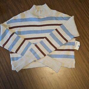 Aritzia Ribbed Striped Sweater - Cream, Blue, Brown
